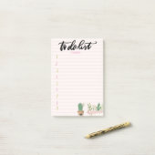 シックなサボテンの花ストライプのピンクを行うリスト ポストイット (デスク上)