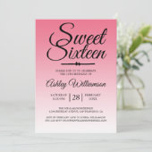 シックなサマーピグラデーションックスウィート16 16誕生日 招待状 (スタンド正面)