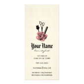 シックなサロンサービスメニューモダンピンローズハサミの髪 ラックカード (裏面)