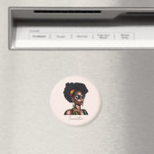 シックなサングラスを持つアフリカ系アメリカ人女性 マグネット (インサイチュ (食洗機))