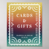 シックなサンセットパペルピカドウェディングレセプションサイン ポスター (正面)