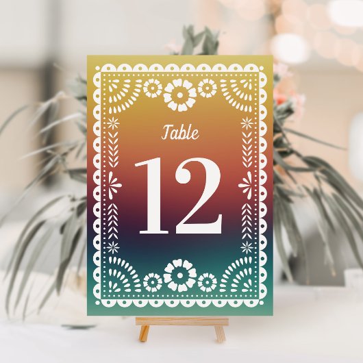 シックなサンセットパペル結婚ピカドのテーブル番号 招待状