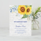 シックなサンフラワーエイジングウォールブリックグリーン誕生日 招待状 (スタンド正面)