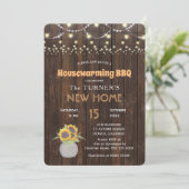 シックなサンフラワーズストリングライト引っ越し祝いパーティーパーティー 招待状 (スタンド正面)