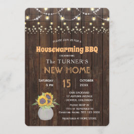 シックなサンフラワーズストリングライト引っ越し祝いパーティーパーティー 招待状