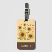 シックなサンフラワーフローラ名前をカスタムするインスピレーション ラゲッジタグ (正面縦)