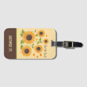 シックなサンフラワーフローラ名前をカスタムするインスピレーション ラゲッジタグ (正面横)