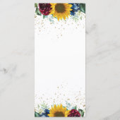 シックなサンフラワーブルガンディネイビーブルー結婚フローラ メニュー (裏面)