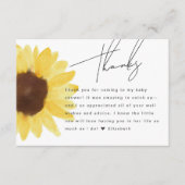シックなサンフラワーベビーシャワーフローラサンキューカード エンクロージャーカード (正面)