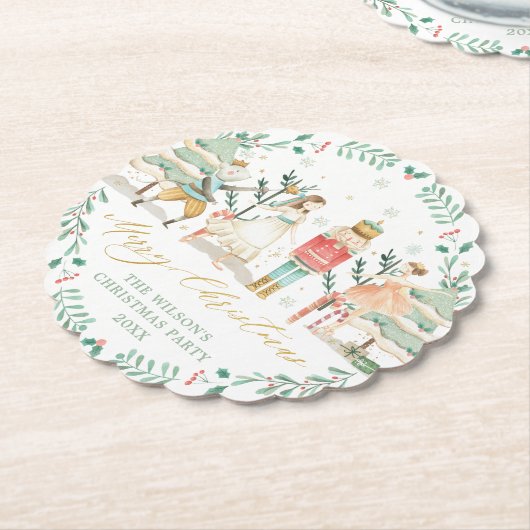 シックなザくるみクラッカーバレエメリークリスマスパーティー ペーパーコースター (アングル)