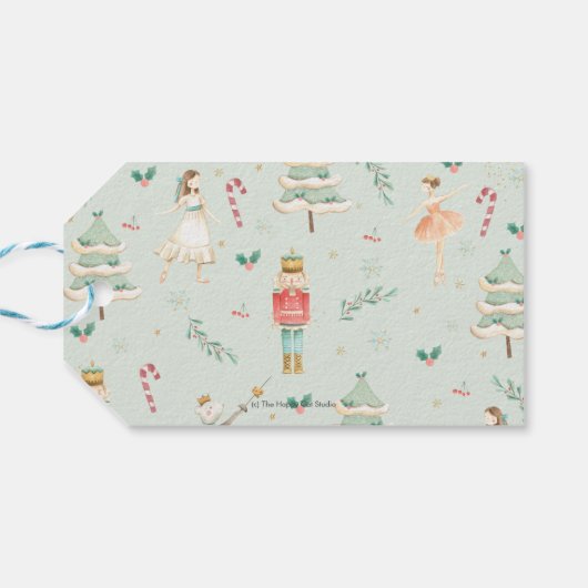 シックなザくるみクラッカーバレエメリークリスマス金ゴールド ギフトタグ (裏面横)