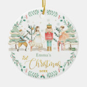 シックなザ・ナツクラッカーバレエベビー1stクリスマス セラミックオーナメント (正面)