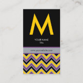 シックなシェブロンのモノグラムの名刺-黄色か黒 名刺 (正面)