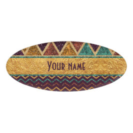 シックなシェブロンの三角形フェイクなホイルのグリッター 名札