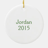 シックなシェブロンの赤い緑のクリスマスの写真のオーナメント セラミックオーナメント (裏面)