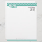 シックなシェブロンパターンティール（緑がかった色）ブルースタイリッシュ2トーン レターヘッド (正面/裏面)