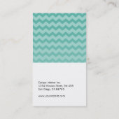 シックなシェブロンパターンティール（緑がかった色）ブルースタイリッシュ2トーン 名刺 (裏面)