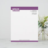 シックなシェブロンパターン深いパープルツートーンスタイリッシュ レターヘッド (スタンド正面)