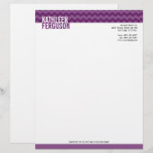 シックなシェブロンパターン深いパープルツートーンスタイリッシュ レターヘッド (正面/裏面)