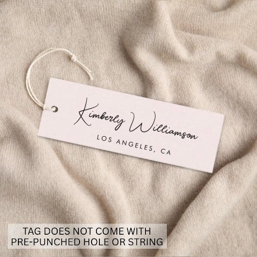 シックなシグネチャースクリプトピンクつるラベル スキニー名刺