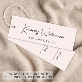 シックなシグネチャースクリプトピンク価格つるラベル スキニー名刺