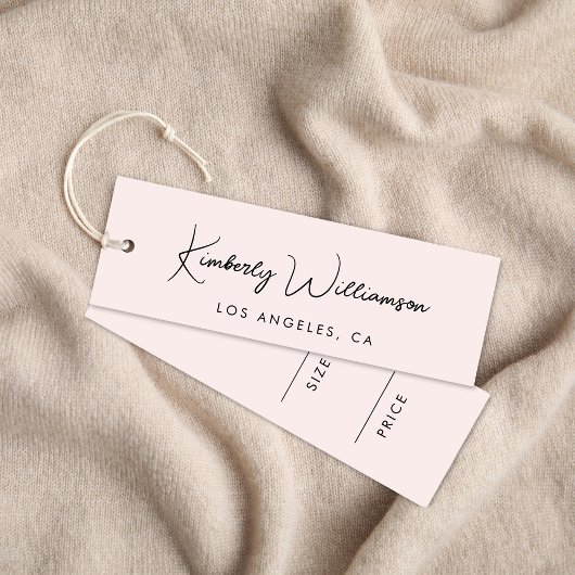シックなシグネチャースクリプトピンク価格つるラベル スキニー名刺