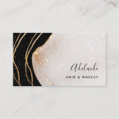 シックなシグネチャースクリプトブラックと金ゴールドアゲートモダン  名刺 (正面)