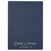 シックなシグネチャースクリプトモノグラムブルー クリップボード (裏面)