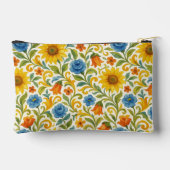 シックなシシカラフルリア離れフローラアートパターン アクセサリーポーチ (裏面)