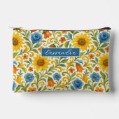 シックなシシカラフルリア離れフローラアートパターン アクセサリーポーチ (正面)
