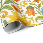 シックなシシカラフルリア離れフローラアートパターン ラッピングペーパー (ロールコーナー)