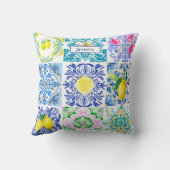 シックなシチリアアズレジョアマルフィ地中海のタイル クッション (裏面)