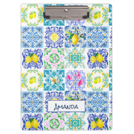 シックなシチリアアズレジョアマルフィ地中海のタイル クリップボード