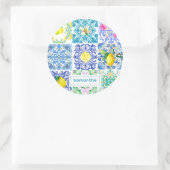 シックなシチリアアズレジョアマルフィ地中海のタイル ラウンドシール (バッグ)