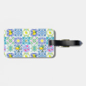 シックなシチリアアズレジョアマルフィ地中海のタイル ラゲッジタグ (裏面横)