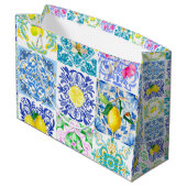 シックなシチリアアズレジョアマルフィ地中海のタイル ラージペーパーバッグ (裏面アングル)