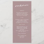 シックなシナモンアンドダスティーバラミニマル結婚リスト メニュー (正面)