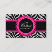シックなシマウマのピンクのレースのファッションのジュエリーのブティック 名刺 (正面)