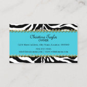 シックなシマウマのファッション小物およびジュエリー 名刺 (裏面)