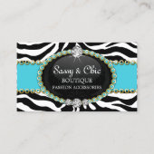 シックなシマウマのファッション小物およびジュエリー 名刺 (正面)
