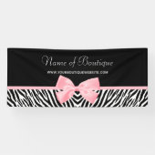 シックなシマウマのプリントの淡いピンクのリボン6つのft 横断幕 (横)