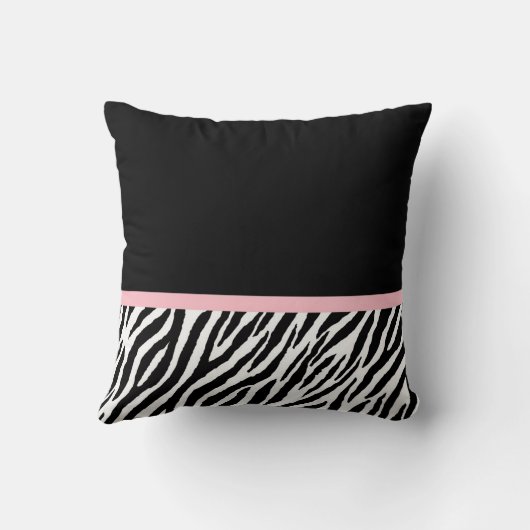 シックなシマウマのプリントの静かにガーリーな淡いピンクのリボン クッション (裏面)