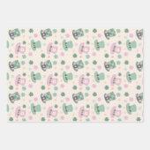 シックなシャムロック、弓とハットパトリックの日セット3 ラッピングペーパーシート (正面)