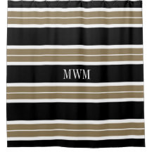 シックなシャワーCURTAIN_620 TAN/BLACK/WHITEは縞で飾ります