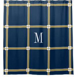 シックなシャワーCURTAIN_GOLD/NAVY/WHITE シャワーカーテン