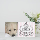 シックなシャンデリア犬のクリスマスの写真カード シーズンカード (スタンド正面)