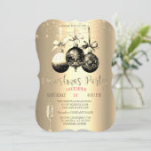 シックなシャンパングラス、ライト金ゴールドクリスマスカンパニー 招待状 (スタンド正面)