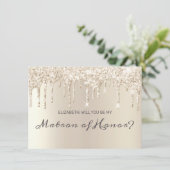 シックなシャンパンドリッピンググリッターマトロンオブオナー 招待状 (スタンド正面)