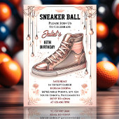 シックなシューガールスウィート16スニーカー誕生日 招待状