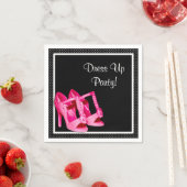シックなシューズガーリーピンクと黒のドレスアップパーティー スタンダードカクテルナプキン (インサイチュ)